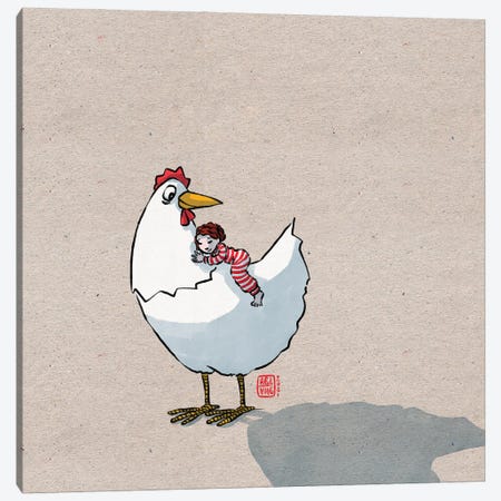 Nap On The Chicken's Back Canvas Print #FRK41} by Friederike Ablang Canvas Wall Art