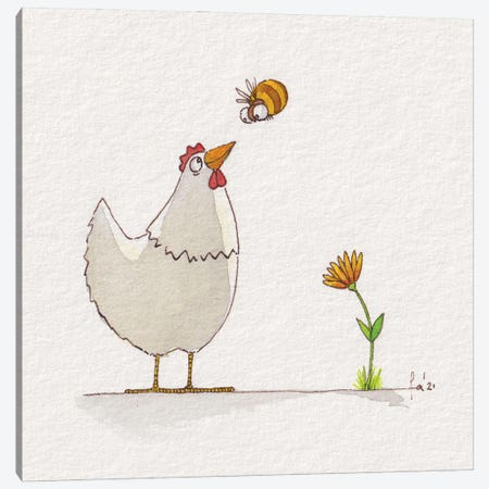 Chicken And Bee Canvas Print #FRK55} by Friederike Ablang Canvas Art