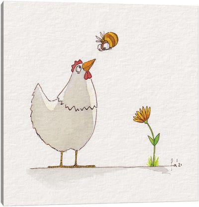Chicken And Bee Canvas Art Print - Friederike Ablang