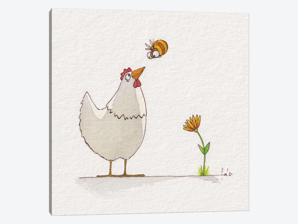 Chicken And Bee by Friederike Ablang 1-piece Art Print