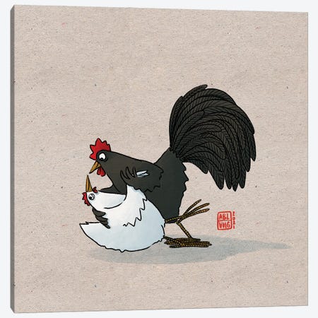 Chicken Tango Canvas Print #FRK57} by Friederike Ablang Canvas Artwork