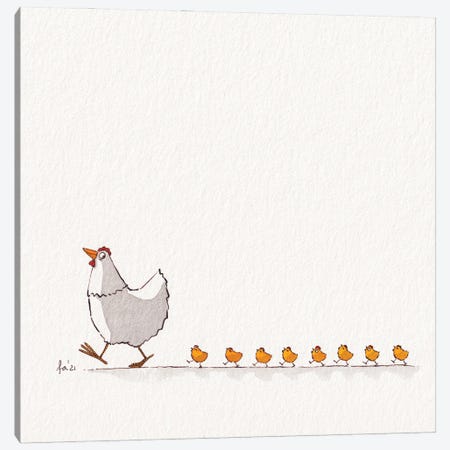 Chicken And Eight Babies Canvas Print #FRK59} by Friederike Ablang Art Print