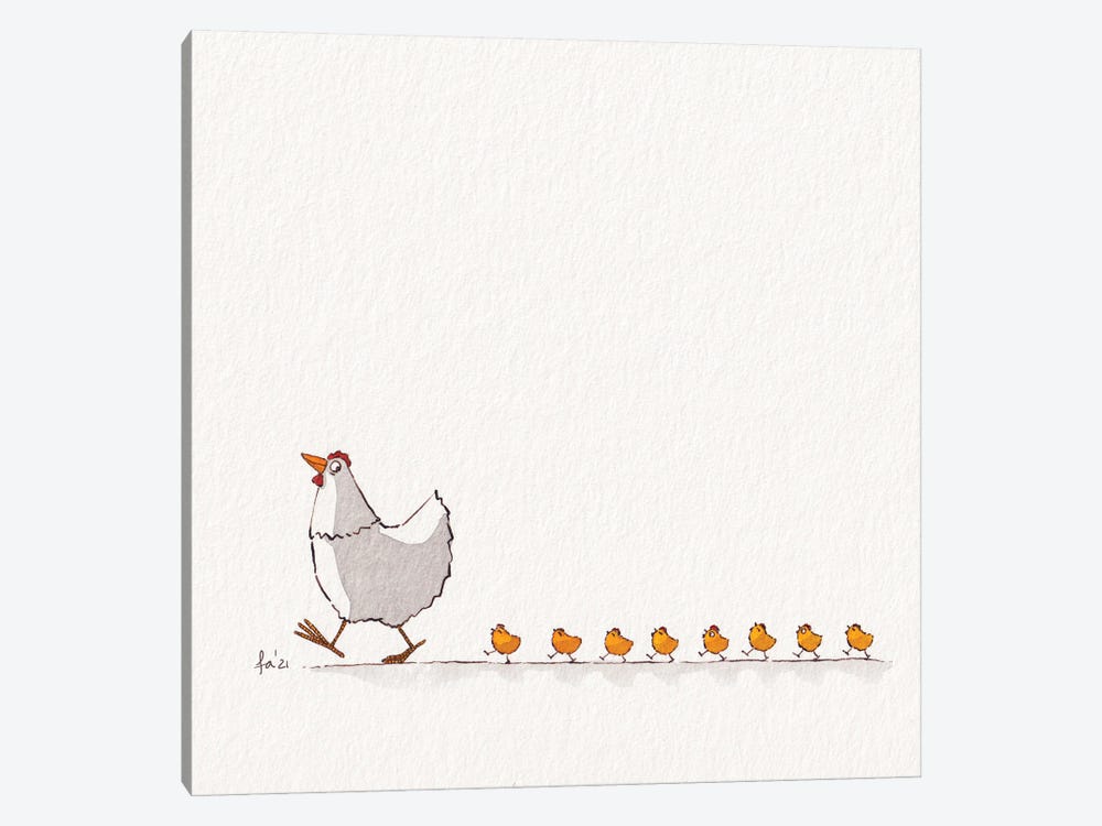 Chicken And Eight Babies by Friederike Ablang 1-piece Canvas Print