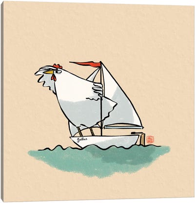 Sailing Chicken Canvas Art Print - Friederike Ablang