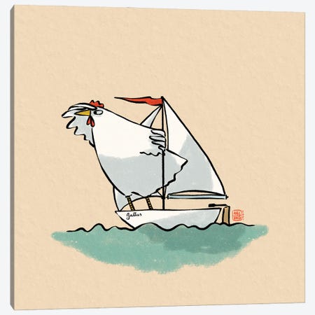 Sailing Chicken Canvas Print #FRK8} by Friederike Ablang Canvas Art