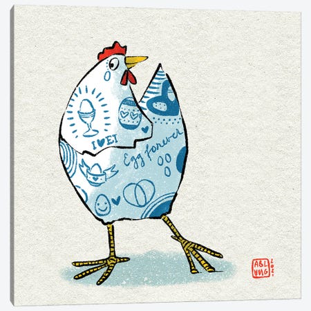 Tattooed Chicken Canvas Print #FRK9} by Friederike Ablang Canvas Artwork
