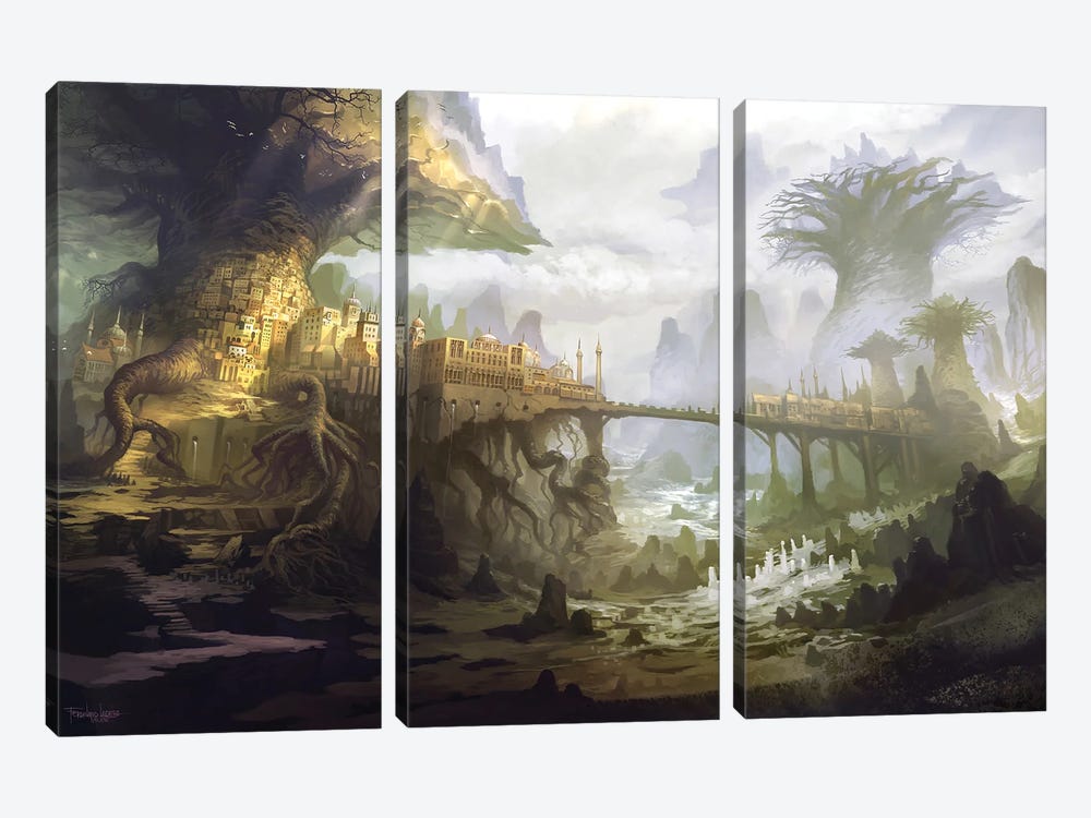 The Town Of Aldackelm by Ferdinand Ladera 3-piece Canvas Wall Art