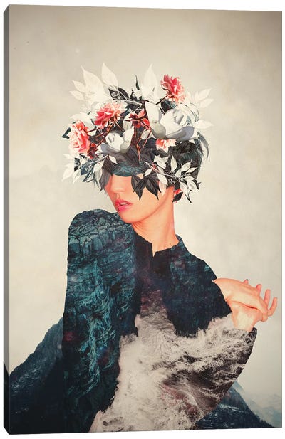 Kumiko Canvas Art Print - Floral Portrait Art