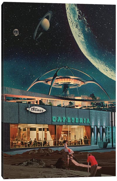 A Postcard From Year 2346 Canvas Art Print - Space Fiction Art