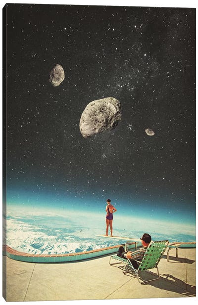 Summer with a chance of Asteroids Canvas Art Print - Cyberpunk Art