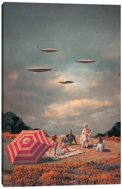 Pretend They Neve Came Canvas Art Print - UFO Art