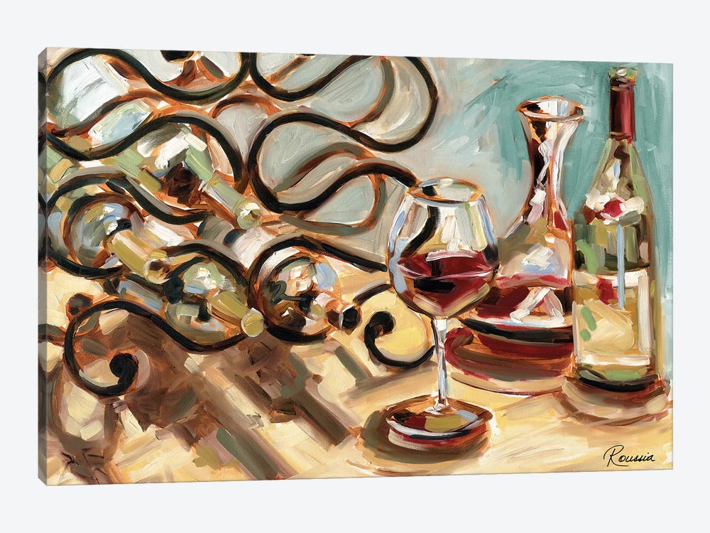 Decanter and Wine by Heather A. French-Roussia 1-piece Canvas Art Print