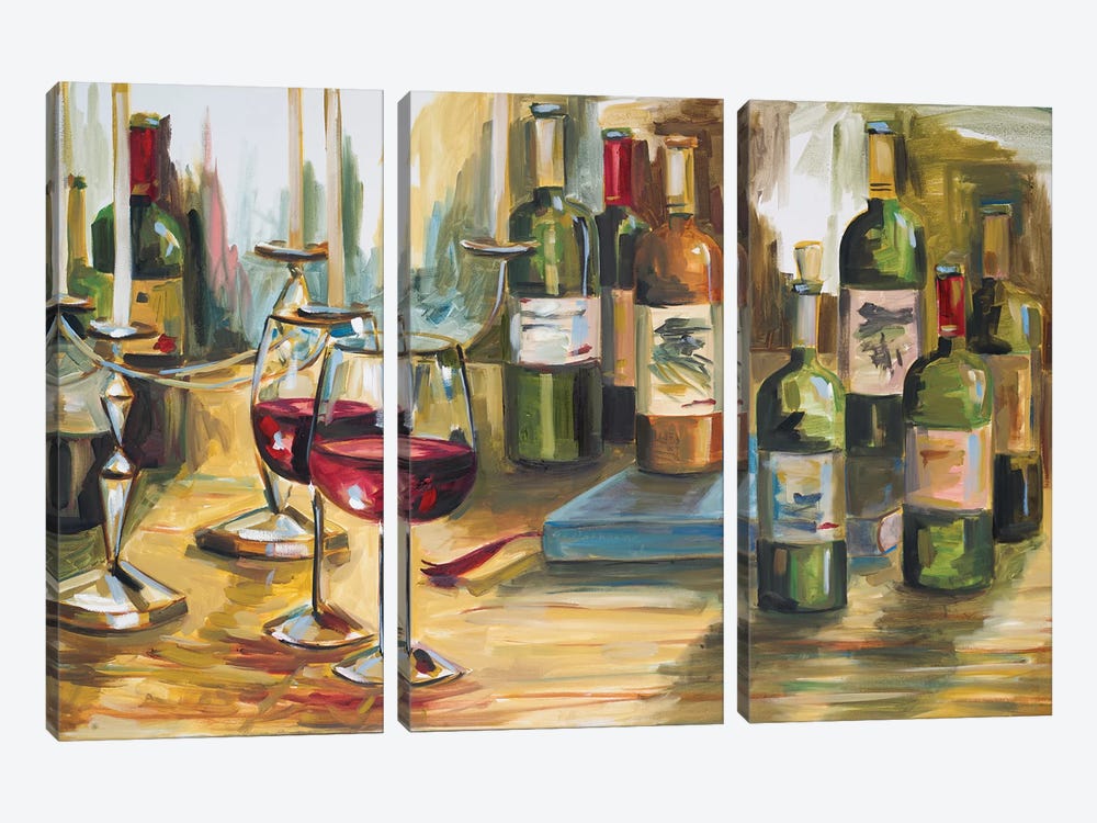 Wine Room by Heather A. French-Roussia 3-piece Canvas Artwork