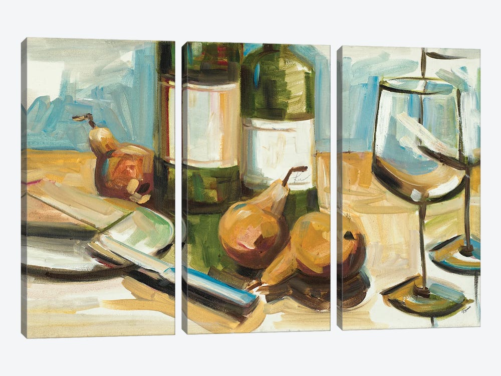 Pears Well with Wine by Heather A. French-Roussia 3-piece Canvas Artwork
