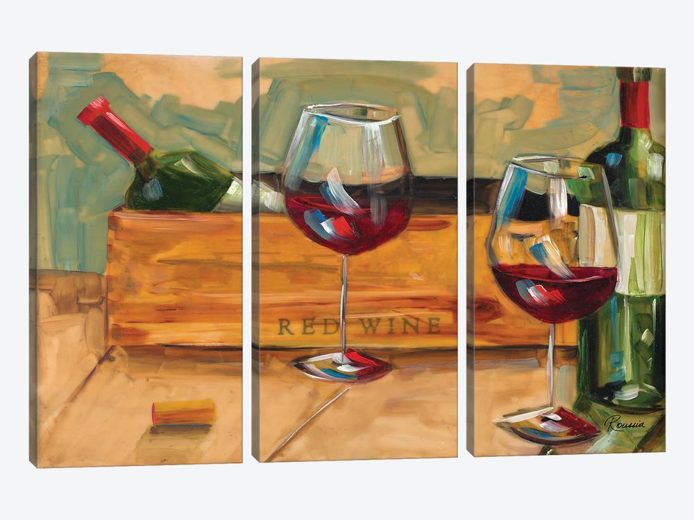 Red Wine by Heather A. French-Roussia 3-piece Art Print