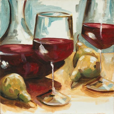 Red Wine and Pears by Heather A. French-Roussia multi panel art