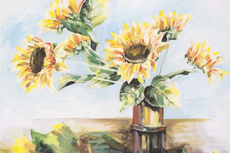 Sunflowers on Golden Vase