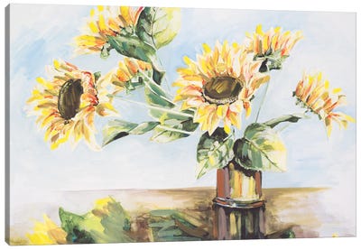 Sunflowers on Golden Vase Canvas Art Print