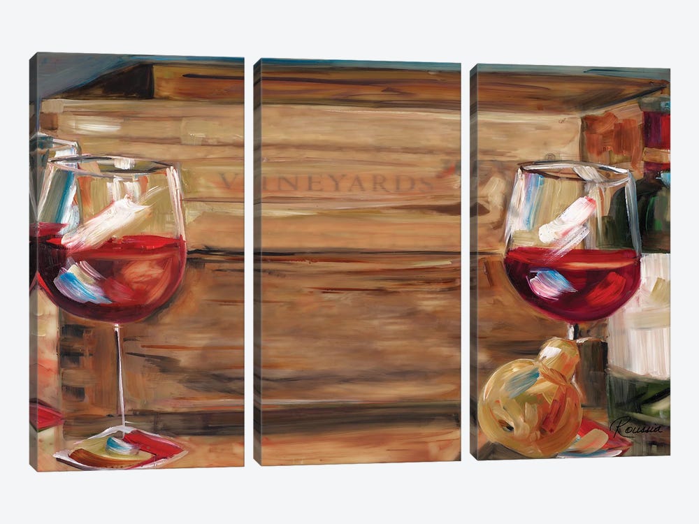 Vineyard Wine by Heather A. French-Roussia 3-piece Art Print