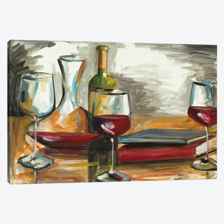 Wine and Books Canvas Print #FRR46} by Heather A. French-Roussia Canvas Art