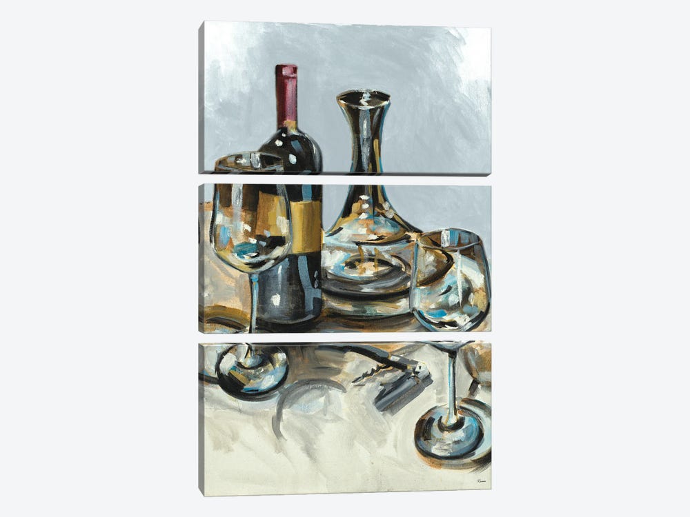 Wine with Dinner II by Heather A. French-Roussia 3-piece Canvas Print