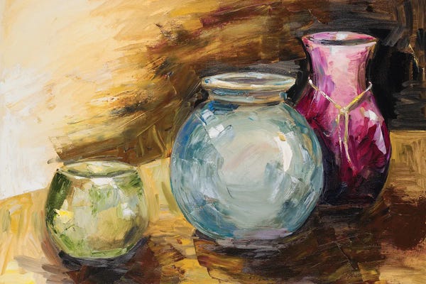 Pottery Still Life: Jeweled Vases by Heather A. French-Roussia