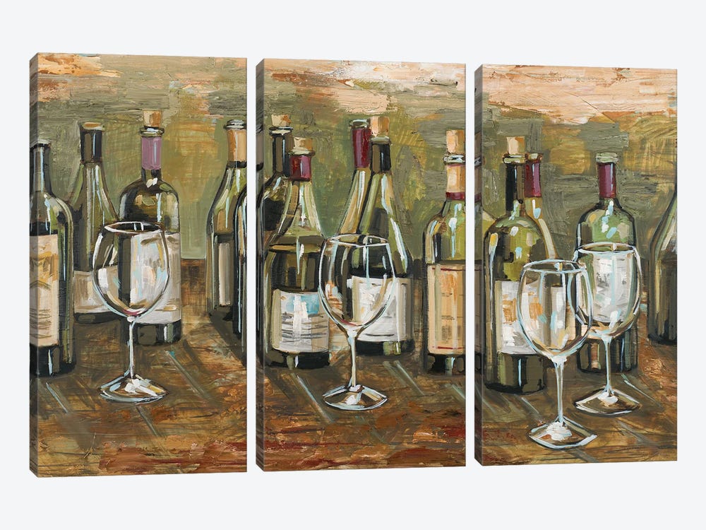 Wine Bar by Heather A. French-Roussia 3-piece Canvas Art