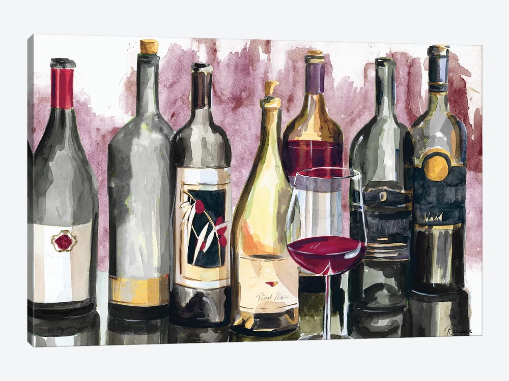 Bottles Reflect on Red II by Heather A. French-Roussia 1-piece Canvas Artwork