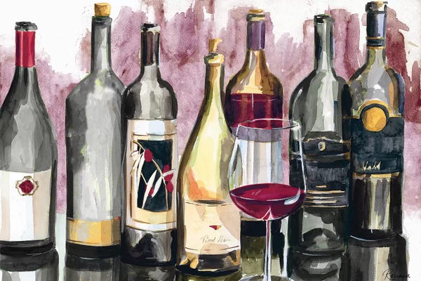 Wine: Bottles Reflect on Red II by Heather A. French-Roussia