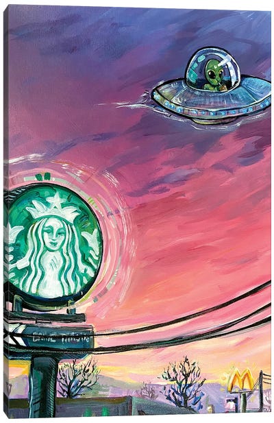 Drive Through Canvas Art Print - UFO Art