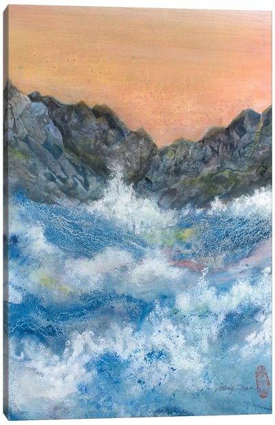 Crashing Wave Canvas Art Print - Rocky Beach Art