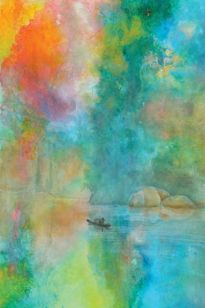 Fishing by Ming Franz framed canvas print