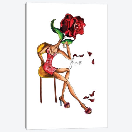 a rose, a bull, a mission 18” x 24” Canvas Print – BackboneTX Art