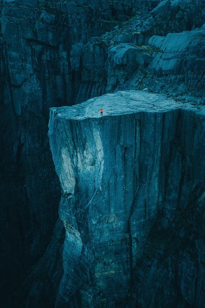 Alone At The Pulpit Rock by Steffen Fossbakk framed canvas print