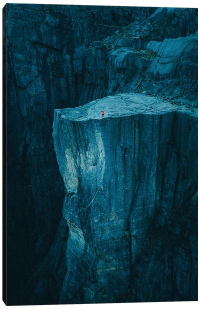Alone At The Pulpit Rock Canvas Art Print - Steffen Fossbakk