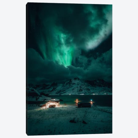 Stormy Aurora In Lofoten Canvas Print #FSB116} by Steffen Fossbakk Canvas Artwork