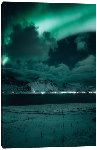 Stormy Aurora In Lofoten II Canvas Art Print - Aurora Borealis Art