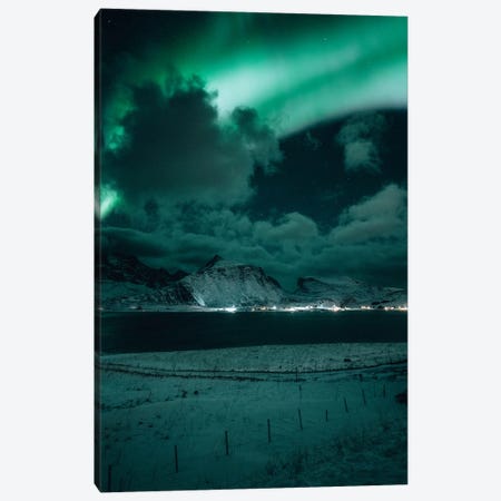 Stormy Aurora In Lofoten II Canvas Print #FSB117} by Steffen Fossbakk Canvas Art