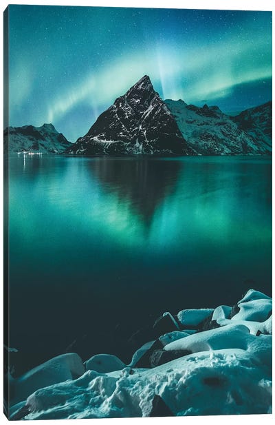 Olstinden by Night Canvas Art Print - Norway Art
