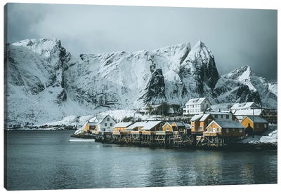 Sakrisøy Fishing Village, Lofoten islands, Norway Canvas Art Print - Norway Art
