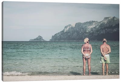 Old Couple At The Beach Canvas Art Print - Global Identities