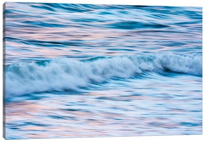 Reflection Of The Last Light Of The Day On The Incoming Waves Canvas Art Print - Norway Art