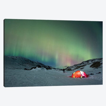 Northern Light Over Campsite In The Norwegian Mountains Canvas Print #FSM123} by Floris Smeets Canvas Artwork