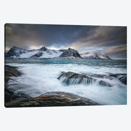 Incoming Waves On The Norwegian Island Senja Canvas Print #FSM19} by Floris Smeets Canvas Art