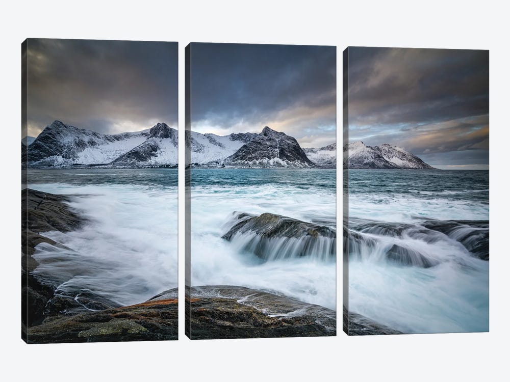 Incoming Waves On The Norwegian Island Senja by Floris Smeets 3-piece Art Print