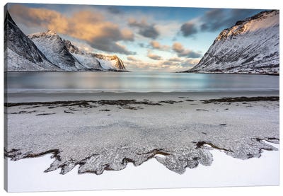 A Winter Morning On A Beach On Senja Canvas Art Print - Norway