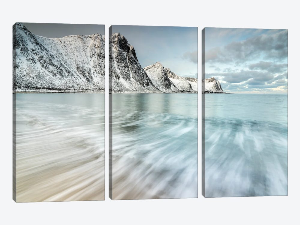 Incoming Tide On A Beach On Senja by Floris Smeets 3-piece Canvas Wall Art
