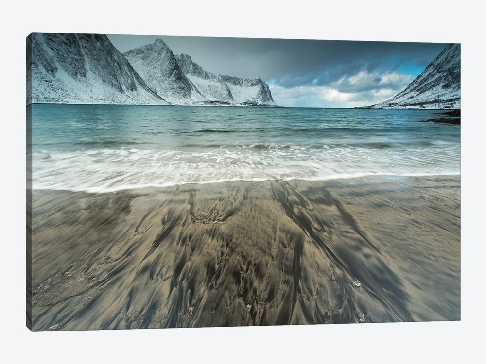 Black Mountain Sand Mixing With The Beach Sand On Senja by Floris Smeets 1-piece Canvas Wall Art