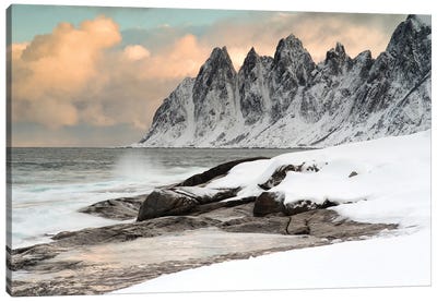 The Coast Of Senja After A Snowstorm Canvas Art Print - Norway Art