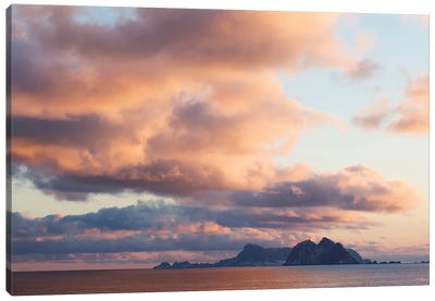 Sunset Over Værøy Canvas Art Print - Norway Art